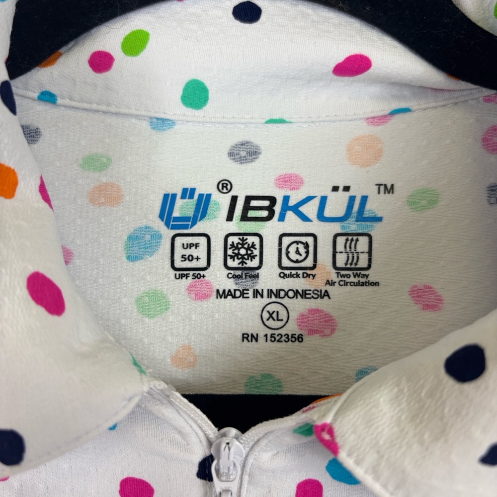Ibkul white polka dot adjustable length mock neck long sleeve top sz xl - Picture 3 of 7